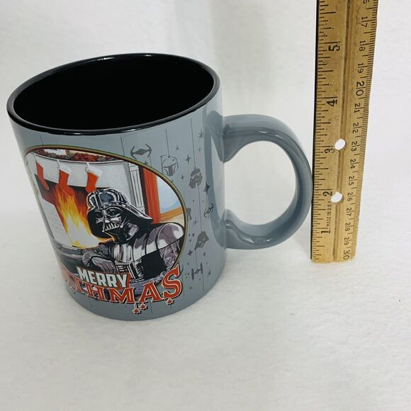 Star Wars Coffee Mug Adult 20 oz Darth Vader Merry Sithmas Gray Black Ceramic - Picture 7 of 7